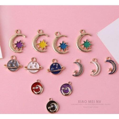 10pcs Pzinc Alloy Drops Stars Moon Sun Series Earrings For Women Charms For Jewelry Making Material Diy Handmade Accessories