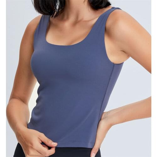 Nepoagym Women Fitness Workout Running Top Medium Support Sports Bra Longline Crop Tank Top With Built In Bra