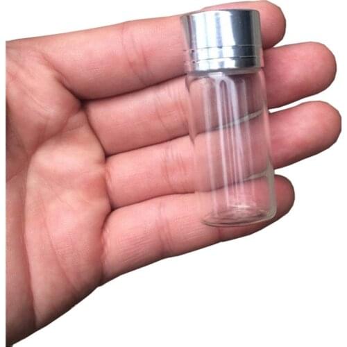 10ml Glass Bottles Screw Cap Silver Aluminium Lid Empty Glass Jars Vials Bottles Sealing up Mason Jars 10ml 100pcs