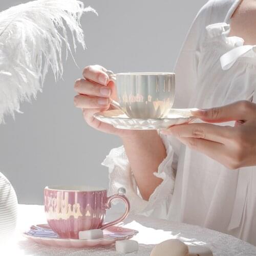 120ml Pink Cute Creative Porcelain Cup And Saucer Ceramics Simple Tea Sets Modern Design Coffee Milk Juice Water Cups Cafe