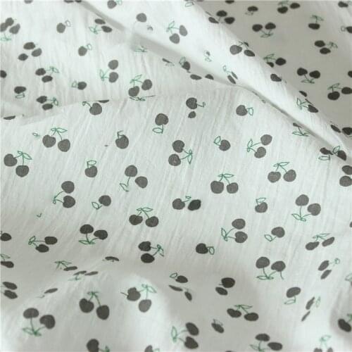 140cm*100cm/pc Cherry Printing Fabric Cotton Sewing Fabric DIY Handcraft Garments Pajamas Cloth Material Breathable Fabric