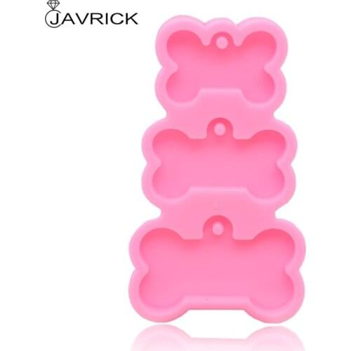3-Cavities Dog Tag Bone Shaped Keychain Epoxy Resin Mold DIY Crafts Decorations Casting Tools Charm Jewelry Silicone Mould