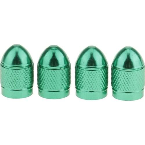 4x Green Anodized Aluminum Tires Stem Dust Caps For Car Bike Van Truck