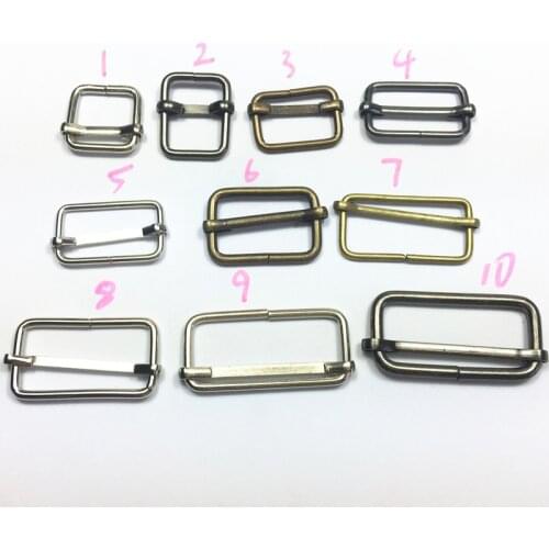 60pcs 5/8"/4/5''1"/1-1/4"/1-1/2"/1-3/5" Metal Slides Tri-glides Wire-formed Roller Pin Buckles Slider Adjuster silver/vintage/gu