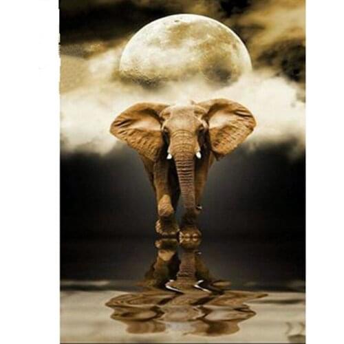 The elephant on the water Diamond mosaic full gear 5D Diy Diamond Embroidery Cross Stitch Square Diamond Painting