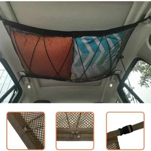 Car Ceiling Cargo Net Pocket Roof Long Trip Storage Bag Tent Quilt Children Toy Towel Sundries Interior Auto Accessories Storage