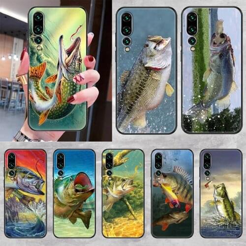 Fish ART Fishing Phone case For Huawei P Mate P10 P20 P30 P40 10 20 Smart Z Pro Lite 2019 black tpu back soft funda art