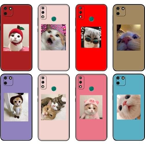 Black tpu Case For Huawei Y9S Y6S Y8S Y5P Y7P Y8P Case For Huawei Y5 lite Prime 2018 Y6 2019 Cover Cute cat funy