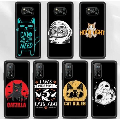 Black Soft Case For Xiaomi Poco X3 NFC M3 Pro Pocophone F1 F3 Note 10 A2 Lite CC9E CC9 A3 TPU Coque Cat Kitten Gift Cute Cats