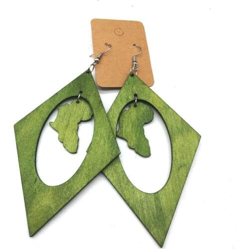 Africa Map Wooden Earrings can mixed 6 colors