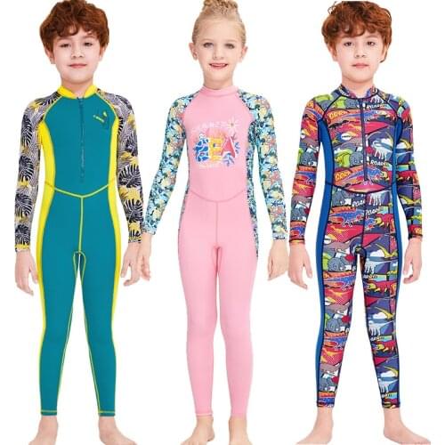 Kids Rash Guard Wetsuit, Girls and Boys Swimsuit One Piece Water Sports Sunsuit Swimwear Full Body Zip Up Sun UV Protect UPF50