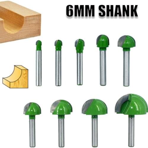 6mm Shank CNC tools solid carbide round nose Bits Round Nose Cove Core Box Router Bit Shaker Cutter Tools For Woodworking