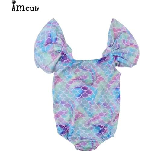 ImCute 2020 Children Brand Clothing Girls Swimming Mermaid Bikinis 1PC Sets 6M-4T Years Kids Babys Purple Fish Scales Swimsuit