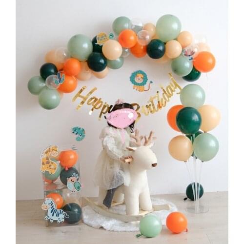 Ins Animal Party Balloon Golobs Bean Green Ballon Arch Kit Gold Happy Birthday Banner Decorations Baby Shower Backdrops