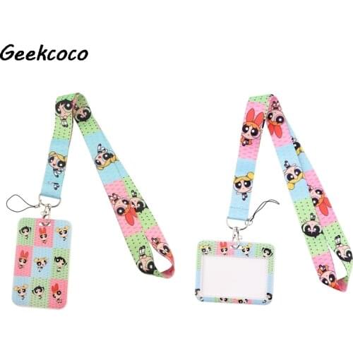 J2717 Creative Fashion Cartoon Girls Lanyards Bus ID Name Work Card Cover Badge Holder Accessories Gifts