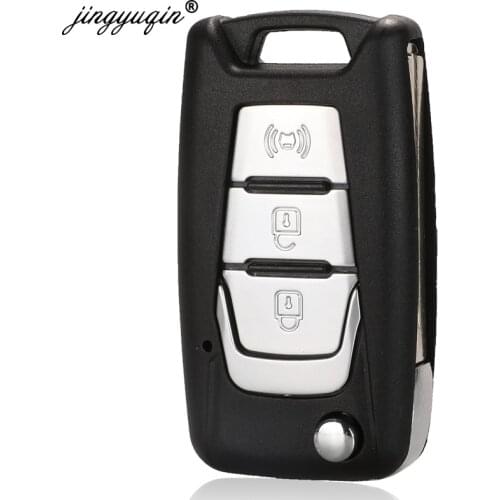 Jingyuqin Flip Remote Key Shell Switchblade For Ssangyong Korando New Actyon C200 2016 2017 3 Button Folding Car Key Shell Case