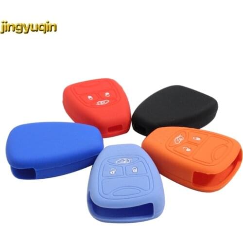 Jingyuqin Silicone Car Key Case For Dodge JCUV Dart Journey Jeep Wrangler Cherokee Compass Longitude Patriot Chrysler 300c f
