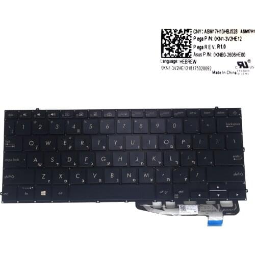 HB Hebrew HE computers keyboard for ASUS ZenBook S 13 UX391UA UX391FA black laptops keyboards backlight QWERTY 0KN1 3V2HE12