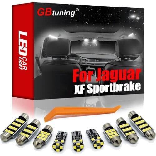 GBtuning Canbus LED 10PCS For Jaguar XF Sportbrake X250 X260 (2012-2021) Vehicle Trunk Dome Indoor Lamp Accessories Light Kit