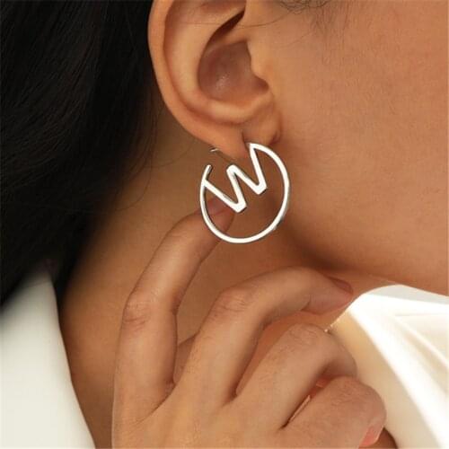 MANGOSKY Design Capital M Letter 925 Silver Needle Earring Jewelry Gifts