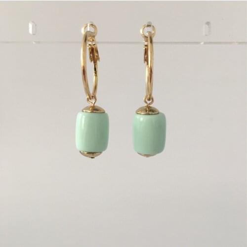 SWEET GIRL WOMEN EARRINGS GOLD COLOR PLATING LARGE BEAD HOOP EARRINGS