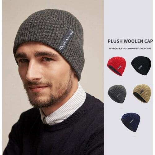 Mens Fashion Outdoor Knitted Beanie Hat Woolen Hat Knitted Cap Couples Beanies Hat Accessories Autumn Winter