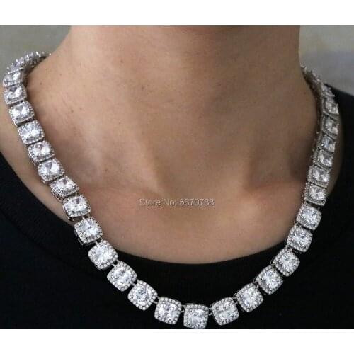 Men zircon Pig Nose Necklace Hip Hop Chain brass gold 10mm plated necklace