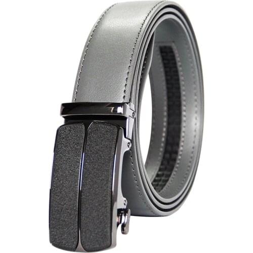 New Arrivals Men 100% Genuine Leather Belt Cowhide Cowboy Belt Straps With Alloy Automatic Buckle Gray Color Leather Straps