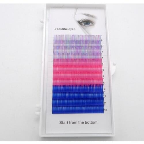 C/D curl 0.07/0.1mm 8-15mm false lashes Rainbow color eyelash individual colored lashes Faux eyelash extensions
