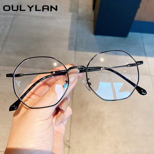 Oulylan Blue Light Blocking Glasses Women Men Retro Optical Spectacles Frames Metal Eyeglasses Computer Eyewear for Gaming