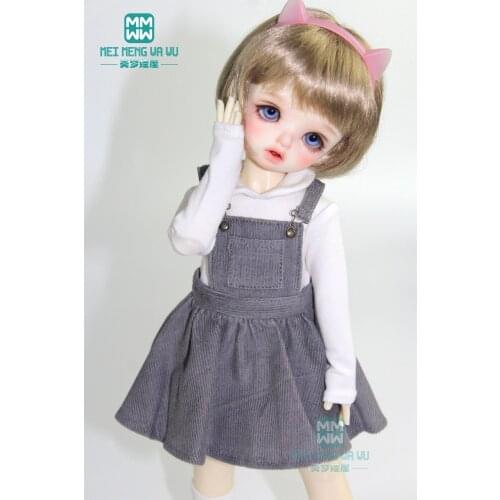 Clothes for doll fit 30cm 1/6 BJD YOSD doll fashion strap dress pink, gray, khaki, rose red