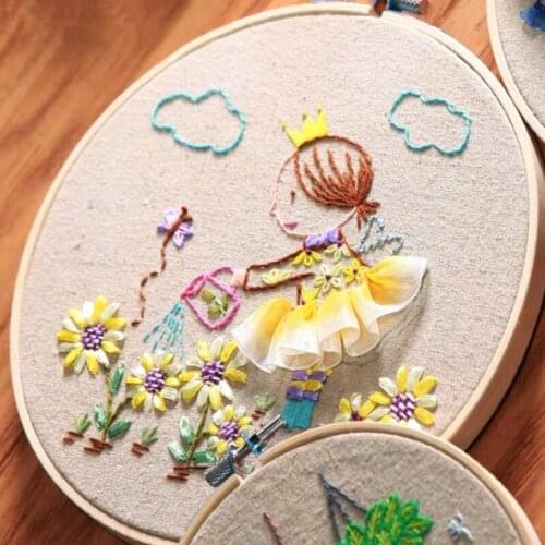About 20x20cm DIY Children Embroidery 3D Cross Stitch Cloth Art Material Bag with Frame Kids Gift