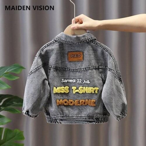 2-8 year Boys Denim Jackets 2021Spring Autumn Hooded Hole Coats Outerwear Windbreaker letter fashion Kids Jeans Coats