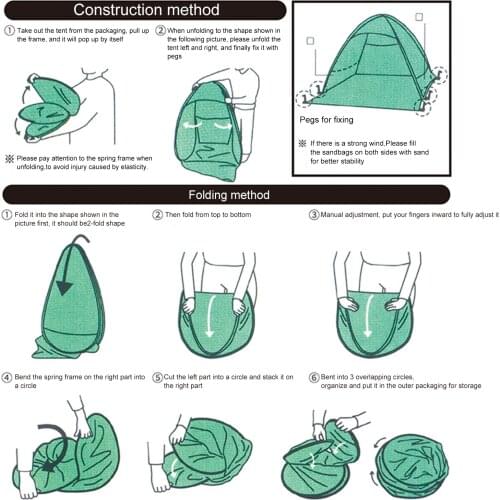 Camping Tent Pop Up Double Beach Tent Waterproof Anti-UV Easy Setup Sun Shelter Weatherproof For Outdoor Picnic Travel