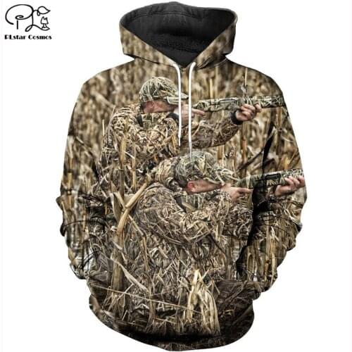 PLstar Cosmos New Fashion Duck Hunting Animal Hunter Camo Tattoo Autumn Jacket Tracksuit Pullover 3DPrint Men/Women Hoodies A-1