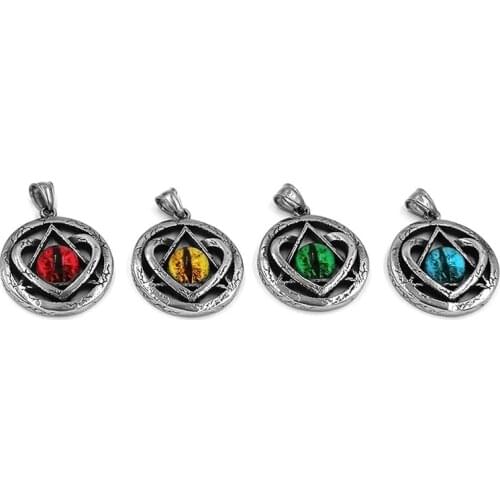 Illuminati Pyramid Evil Eye Pendant Multi Colors Stones Stainless Steel Egyptian Eye of Horus Masonic Biker Mens Pendant SWP0595