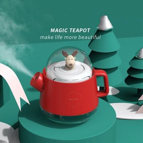 Portable USB Cute Deer Kettle Air Humidifier With Light, Aroma Oil Diffuser Desktop Air Purifier Sprayer For Home Decor