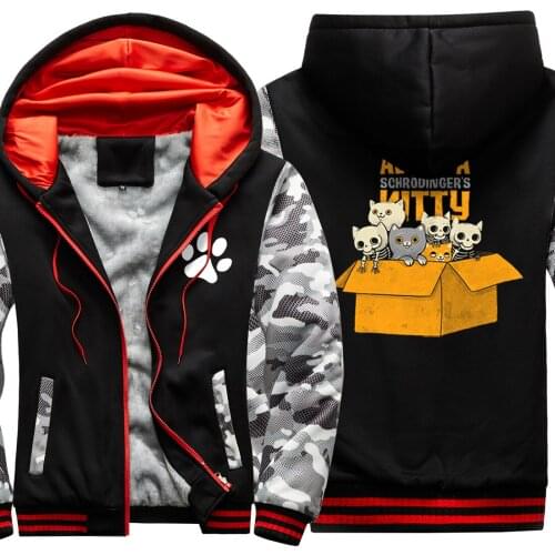 Cat Cartoon Camouflage Raglan Thicken Jackets For Mens Hip Hop Korean Style Leisure Tracksuits Retro Fashion moletom masculino