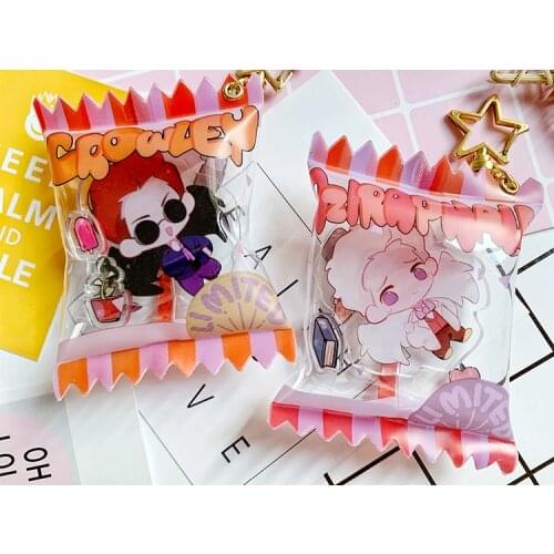 Anime Good Omens Candy Bag Design Keychain Cosplay Figure Keyring 5263 Kids Pendant Toy
