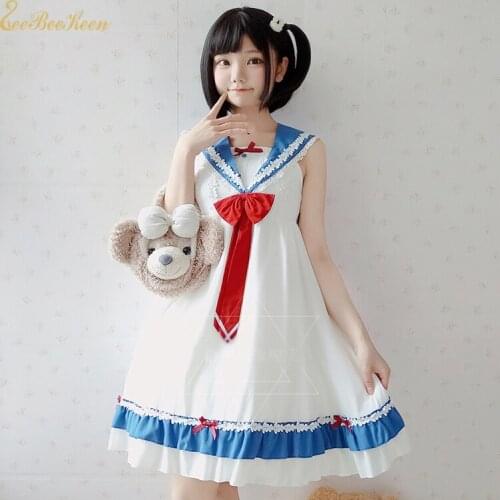 College Uniform Sailor Costume Anime Navy Dress Student Suit Cute Girl Halloween Cosplay Sweet Lolita Dress Blue Lolita Uniform