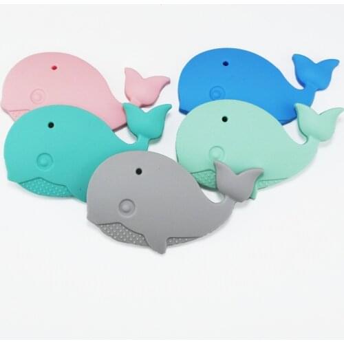 Silicone Whale Teether Pacifier BPA Free Food Grade Dummy Chewable 10pcs DIY Pendant Nursing Necklace Teething Toys baby