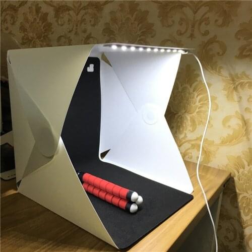 2 Background Folding Lightbox 24*24 Portable Photography Photo Studio Softbox Adjustable Brightness Light Box for DSLR Camera
