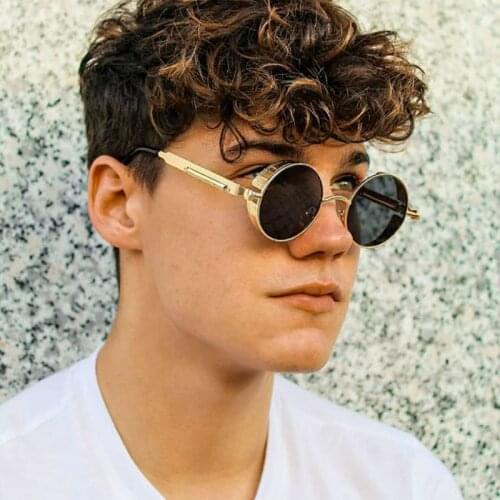 2021 Classic Gothic Steampunk Sunglasses Luxury Brand Designer Men Women Retro Round Metal Frame Sun Glasses UV400 Vintage Gafas
