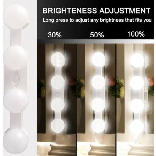 Super Bright Wall Lamp 4 LED Bulb Hollywood Vanity Mirror Light LED Makeup Lights Cordless USB Cosmetic Lighted Dressing Table