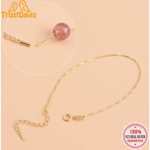 TrustDavis Real 925 Sterling Silver Fashion Sweet Box Chain Charms Fit Bracelet Screw DIY Accessories Jewelry Wholesale HY067