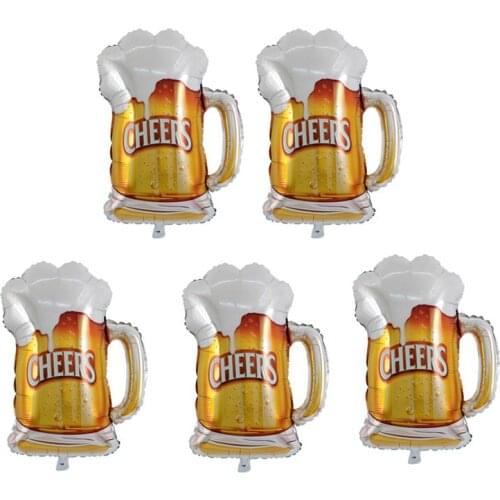 5 Pcs Foil Balloons Golden Beer Cups Balloons Birthday Party Gift Balloon Baby Shower Party Decor Beer Glass Balloon