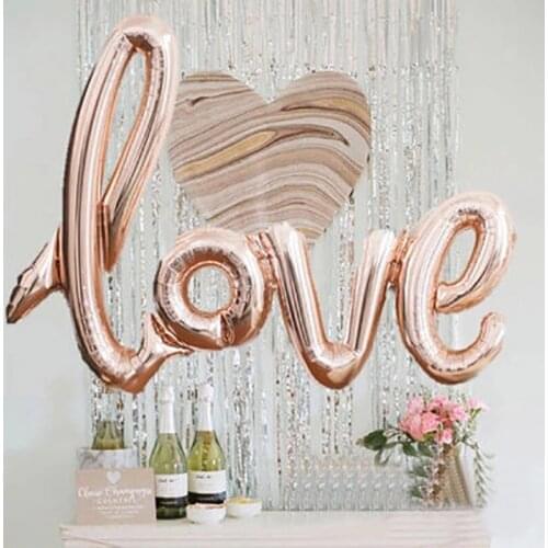 Large Ligatures Rose Gold Love Letter Balloon Anniversary Valentines Wedding Balloons Birthday Party Decoration Supplies Balloon