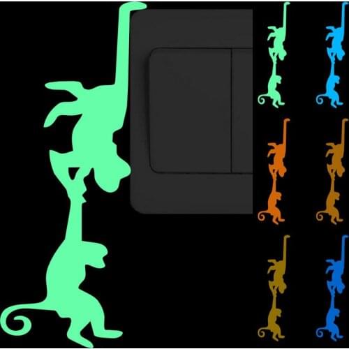 Funny Monkey Swinging Light Switch Sticker Luminous Cartoon Animal Wall Sticker for Kid Room Bedroom Nursery Boy Girl Home Decor