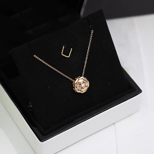 Hot Brand Pure 925 Sterling Silver Jewelry For Women Square Zircon Wedding Gold Jewelry Happy Pendant Ladies Luxury Necklace