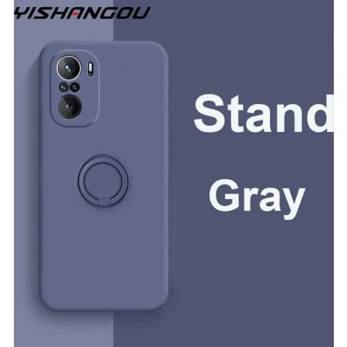 For Xiaomi Redmi Note 10 9S 9 Pro Liquid Silicone Ring Holder Phone Case Cover For Redmi Note 10 4G 10S Mi Poco F3 Shell